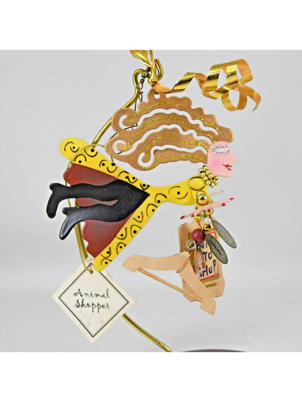 Karen Rossi Silvestri Fanciful Flights Animal Shopper Christmas Ornament Metal